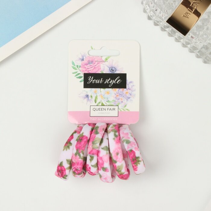Резинки для волос «Цветочный орнамент», набор, пионы