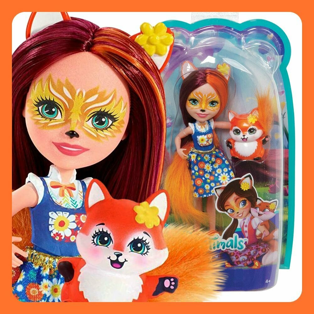 Mattel Enchantimals Кукла Энчантималс (Enchantimals Felicity Fox & Flick) Фелисити Фокс с питомцем (перевыпуск)