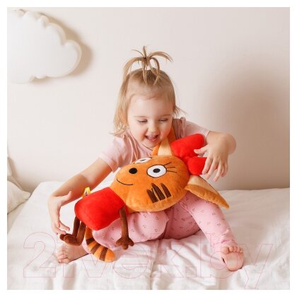 Игрушка-подушка Мякиши «Карамелька Три кота», плюш, ручная работа, оранжевая, 44см — фото 1