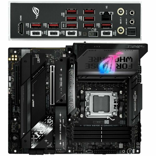 Материнская плата ASUS ROG Strix X870E-E Gaming WiFi X870E Socket AM5 4xDDR5 4xSATA3 RAID 5xM2 2xPCI-E16x 9xUSB32 4xUSB32 Type C DP HDMI WiFi 5Glan ATX 116909₽