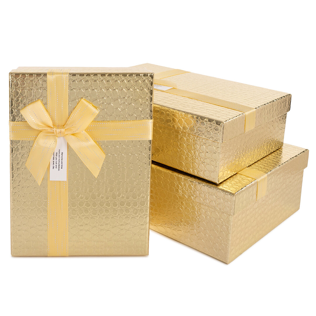 Набор коробок подарочных Дон Баллон Шикарный подарок золотой металлик 29х21х95 см 3 шт