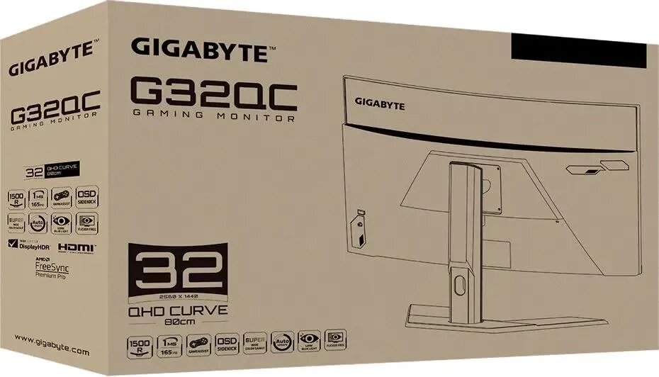 Монитор 31,5" GIGABYTE 9DGG32QCA-00-3ABEK Curved 2560x1440, VA, 178/178, 1 мс, 165Hz, 350nit, DP/2*HDMI, 3*USB - фото №17