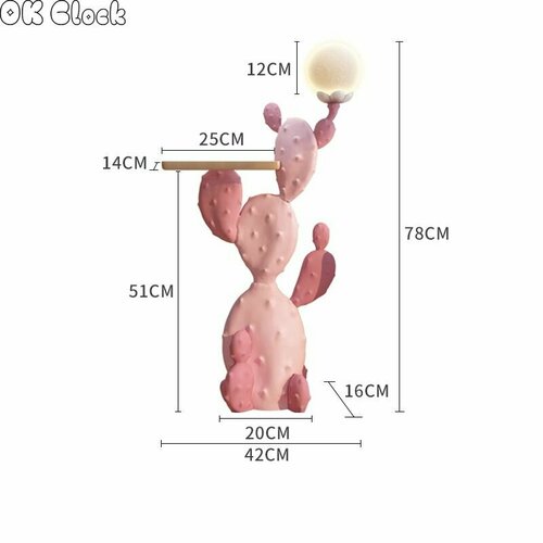 Декоративные фигурки для интерьера Напольная статуя кактуса с лампой и подносом 14744₽