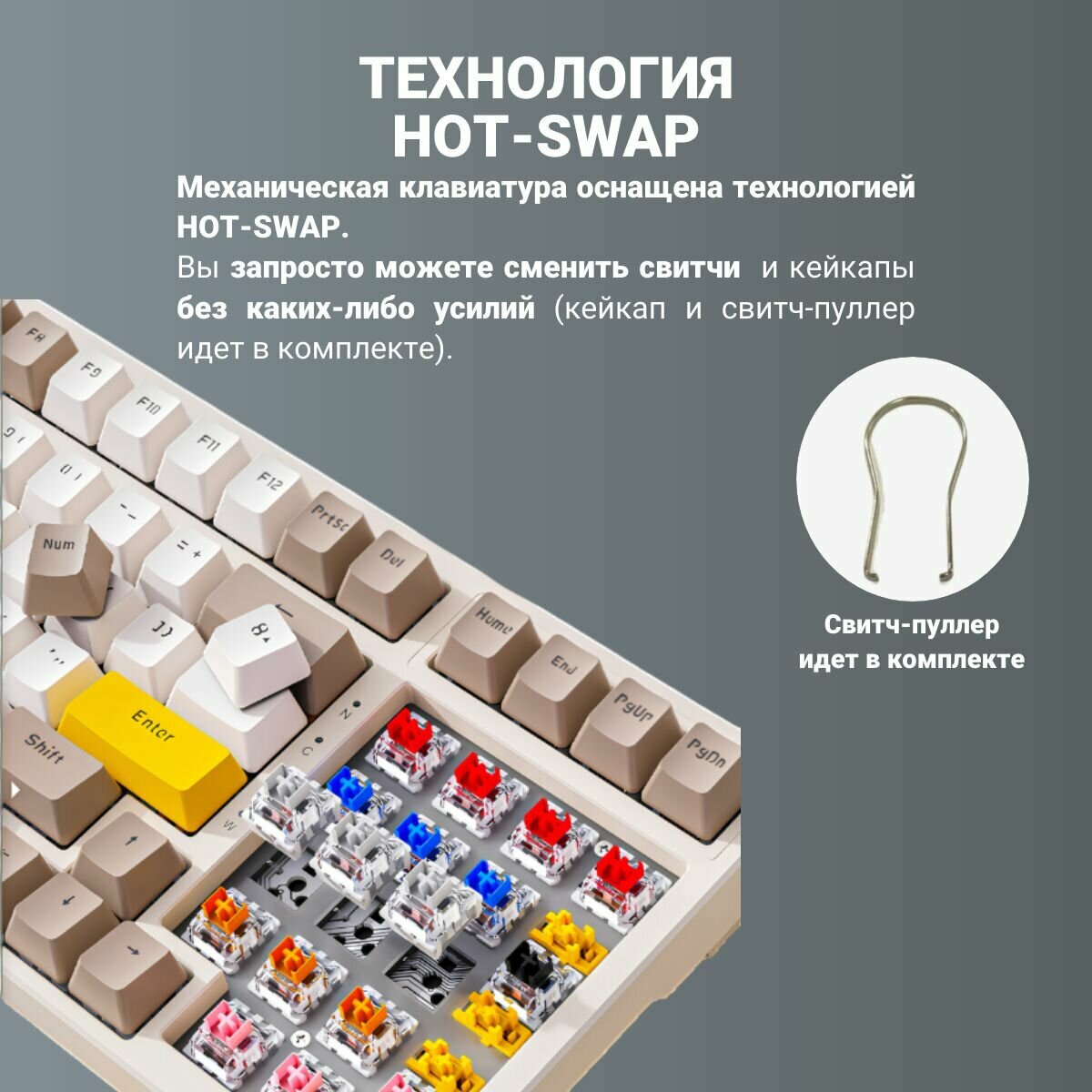 Механическая игровая проводная клавиатура с подсветкой 96% Toxic Ant K3MAX, голубой синий — фото 1