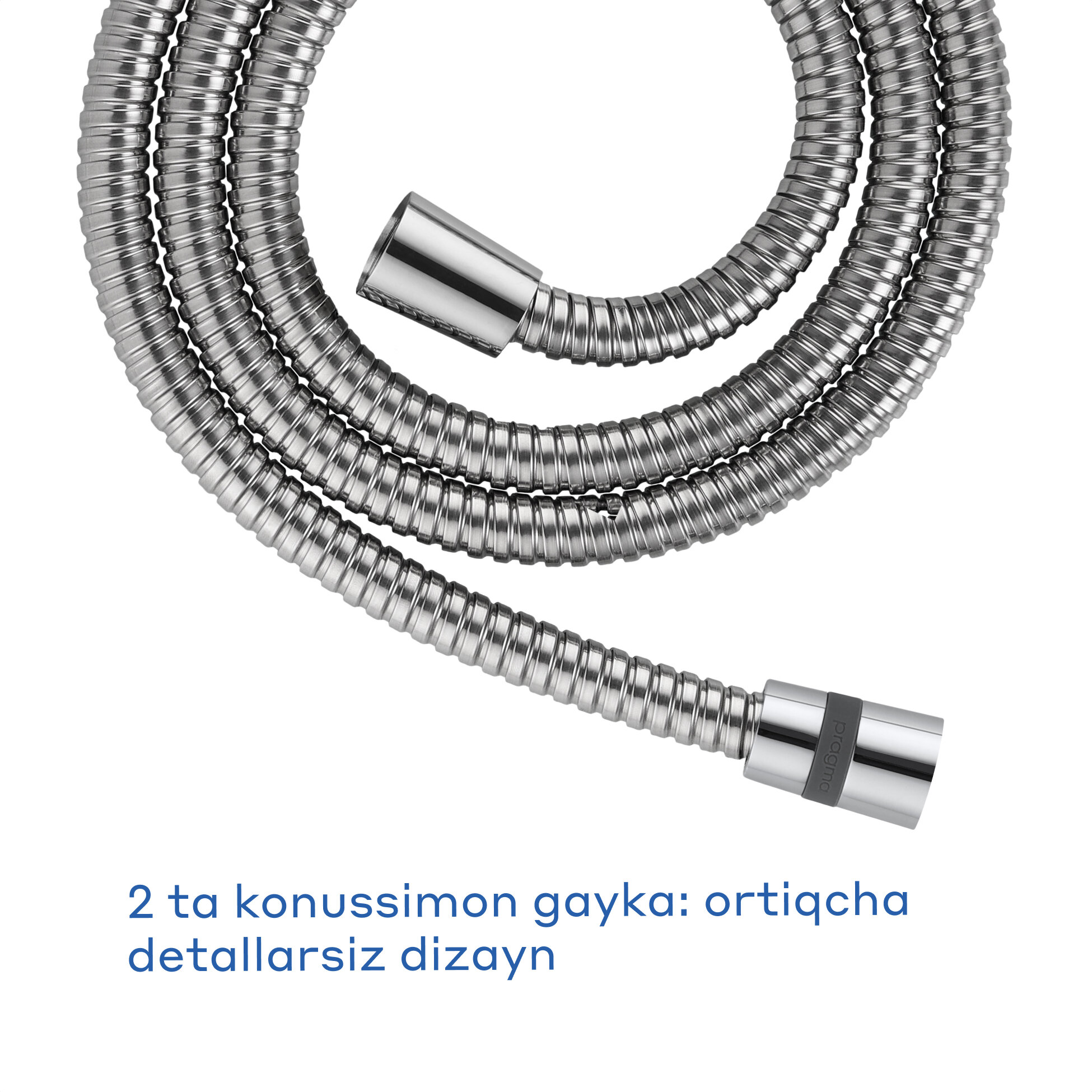Шланг для душа Pragma, хром, нержавеющая сталь, 150 см, HME2. CST5.001 — фото 1