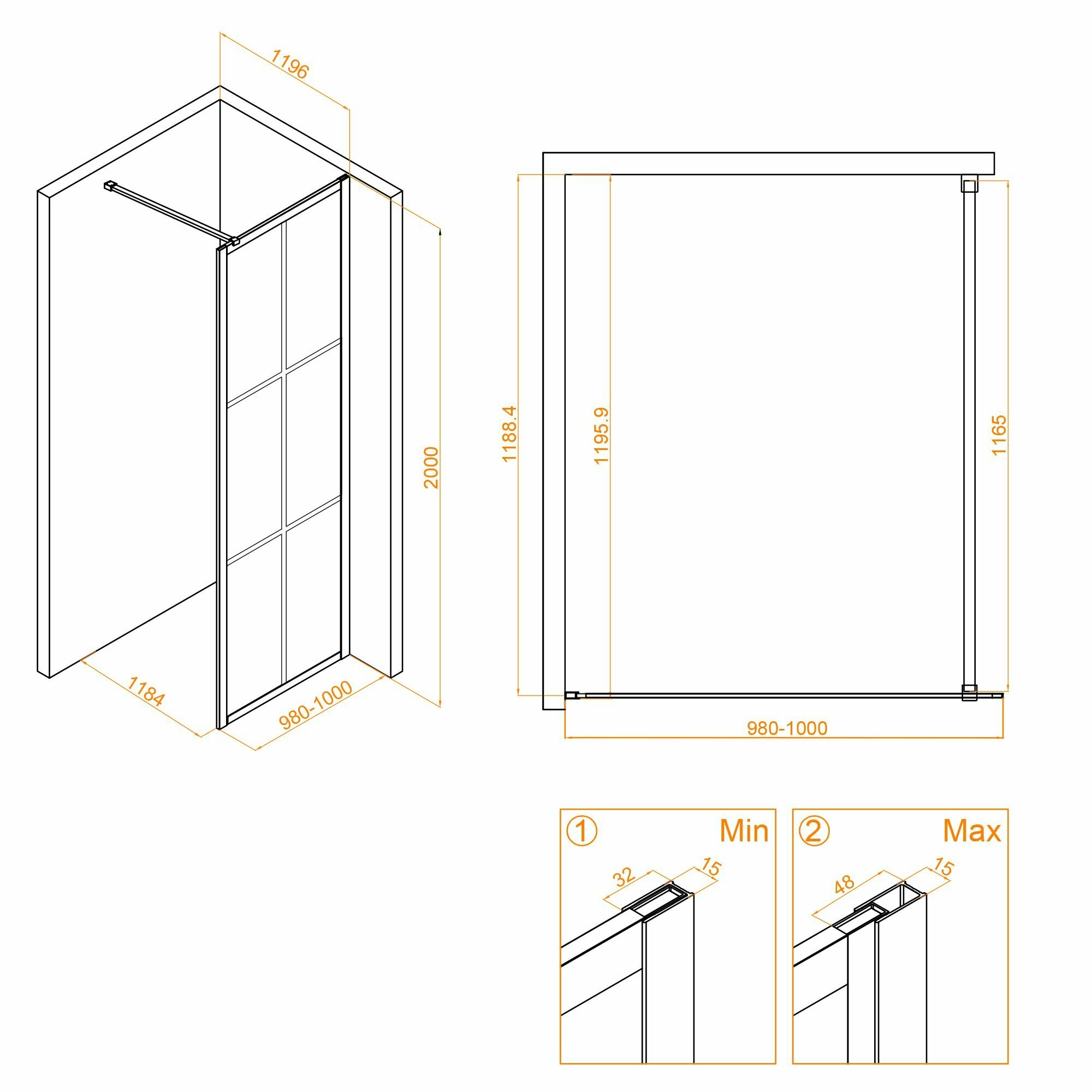 Душевая перегородка RGW WA-010B 100х195 стекло матовое - фото №5