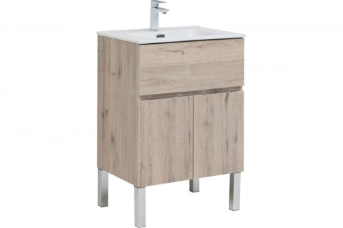Тумба под раковину Aquanet Алвита new 60 напольная 1 ящ, 2 дв. цв. дуб веллингтон белый (277549)