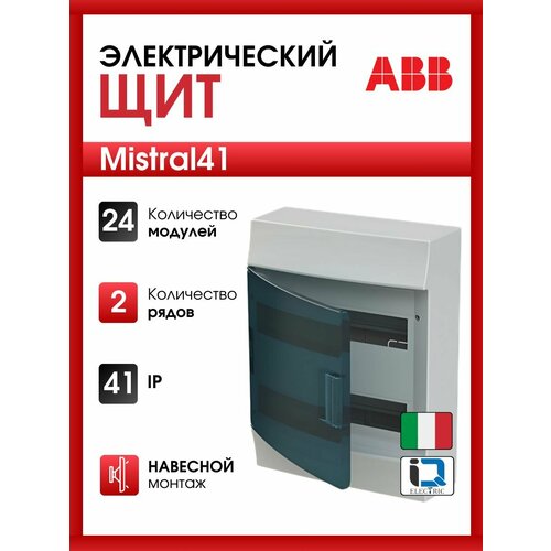 фото Шкаф навесной abb mistral 41 24 модуля с зелёной дверью и винтовыми клеммами