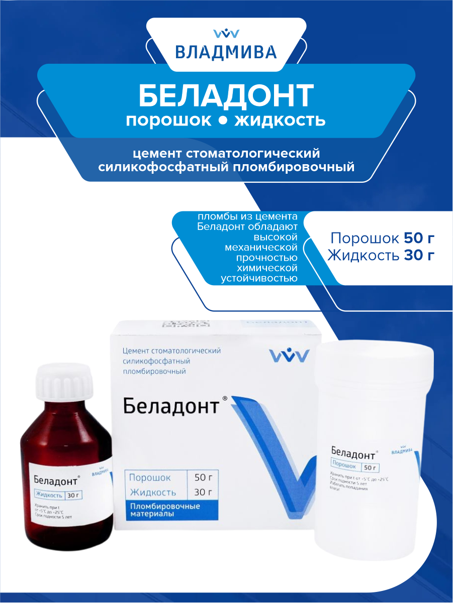 Силикофосфатный цемент Беладонт 50 гр. + 30 гр.