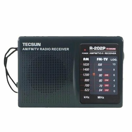 Портативный Всеволновый Мини Радиоприемник Tecsun R-202P Диапазоны FM MW TV Питание от Батареек 2AA 1990₽