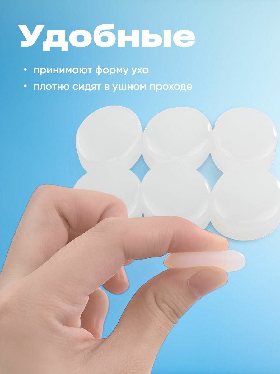Картинки Беруши для сна, многоразовые, силиконовые, противошумные REVOLUT, 12 шт