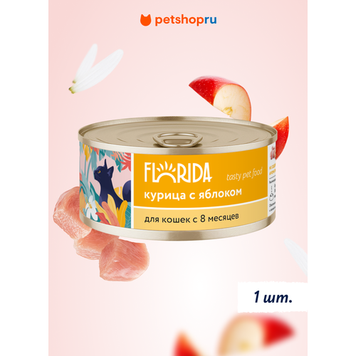 FLORIDA Консервы для кошек "Курица с яблоком", 100 г
