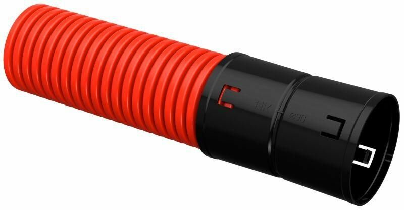 Труба гофрированная двустенная ПНД гибкая d90мм с муфтой красн. (уп.50м) IEK CTG12-090-K04-050-R
