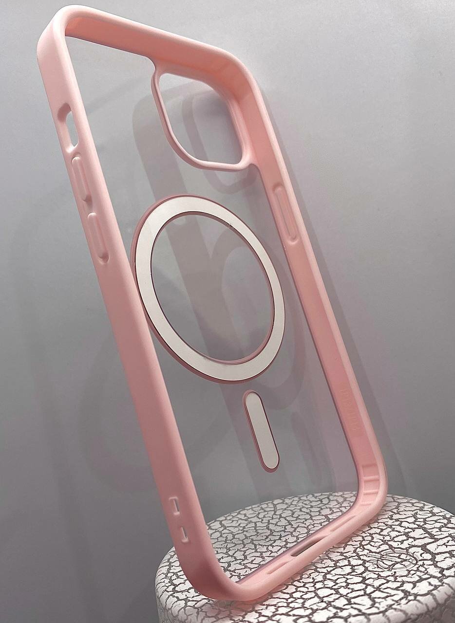 Чехол-бампер, для iPhone 13, силикон, розовый, магнитный — фото 1
