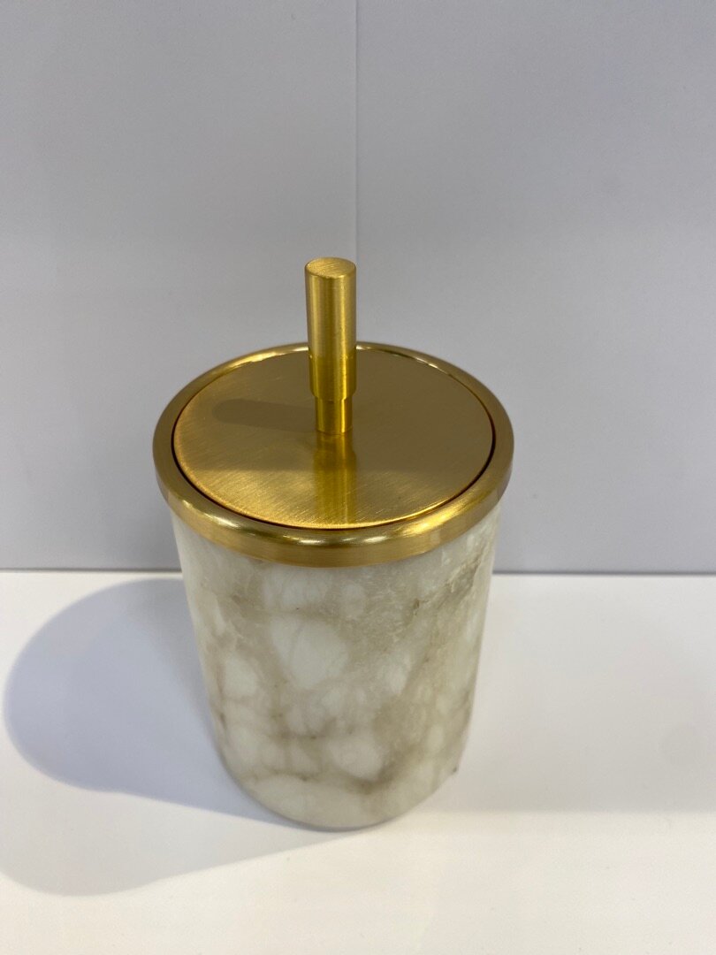 Баночка для ватных шариков настольная WINDISCH ALABASTER 88813SO золото матовое 75x140