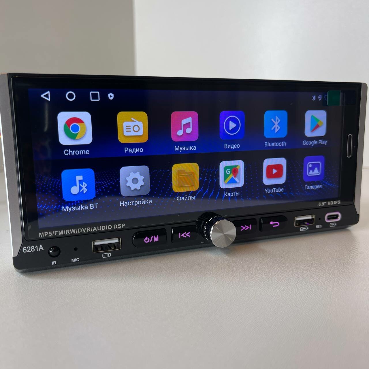 Автомагнитола 1 DIN Android AG-6281A 4/64GB Android 12.0 Bluetooth CarPlay с крутилкой с пультом — фото 1