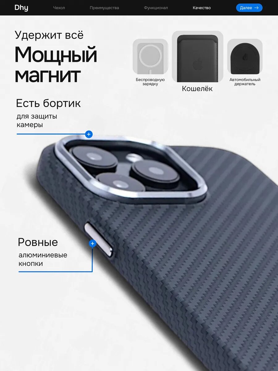 Чехол на iPhone 13 Pro Max c MagSafe под карбон — фото 1