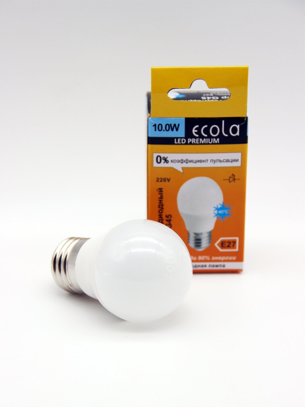 Лампа светодиод. Ecola globe LED Premium 10,0W G45 220V E27 6000K шар (композит) 82x45