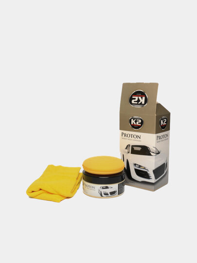 Полироль твёрдый карнаубский воск, аппликатор и микрофибра в комплекте, K2 PROTON — фото 1