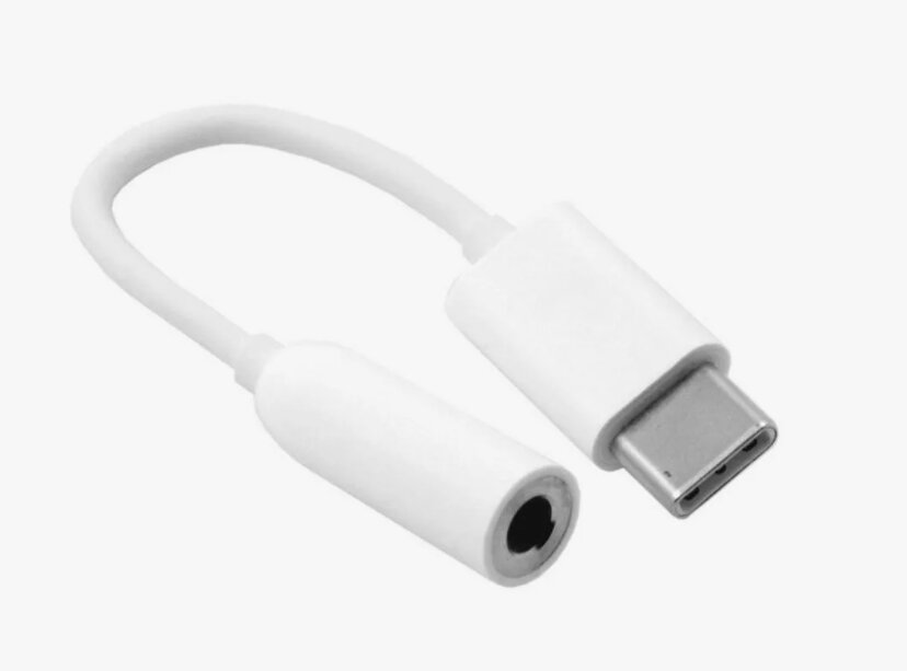 Адаптер для наушников Type-C to AUX, с кабелем, белый/черный — фото 1