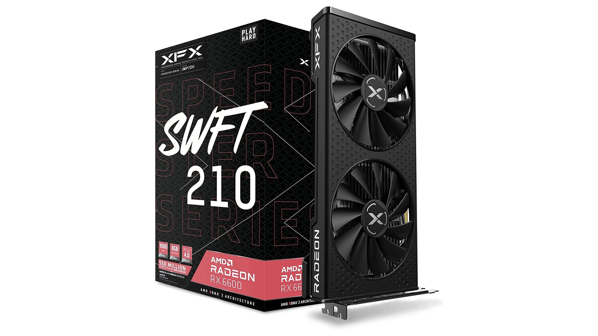 Видеокарта XFX Speedster SWFT 210 Radeon RX 6600 XT Core Gaming Graphics Card 8GB (RX-66XT8DFDQ)