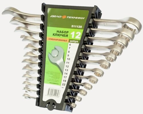 Изображение товара Набор ключей для автомобиля комбинированных 6-22 мм, 12 штук, "Дело Техники" 511120