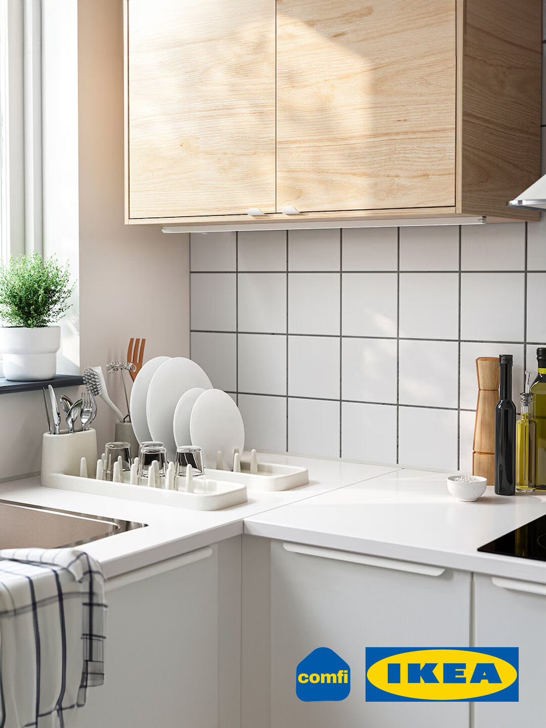IKEA сушилка для посуды настольная STAMLING, 48x15 см, матовая белая — фото 1