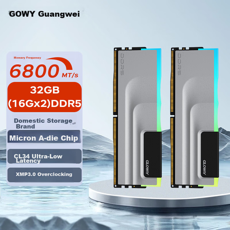 Gloway 32GB (16GB X 2) Kit DDR5 6800 Desktop Memory Module Shenwu RGB Series Hynix A-Die Chips CL34 Compatible with Black Myth： Wukong