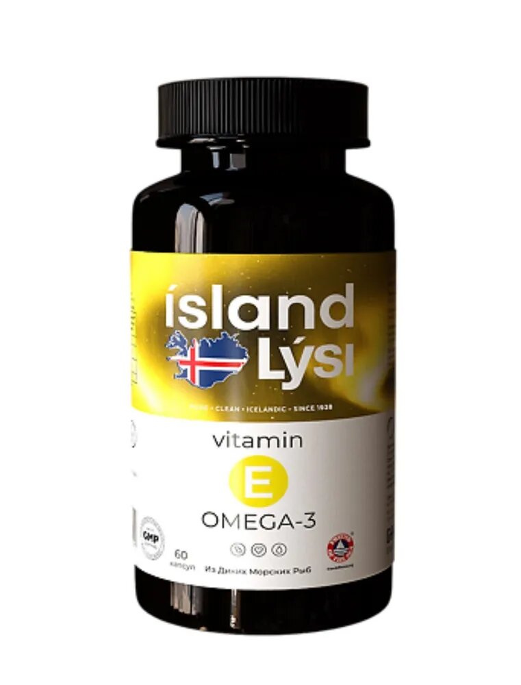 Рыбий жир LYSI "Omega-3", с витамином Е, капсулы 500 мг, 60 шт.