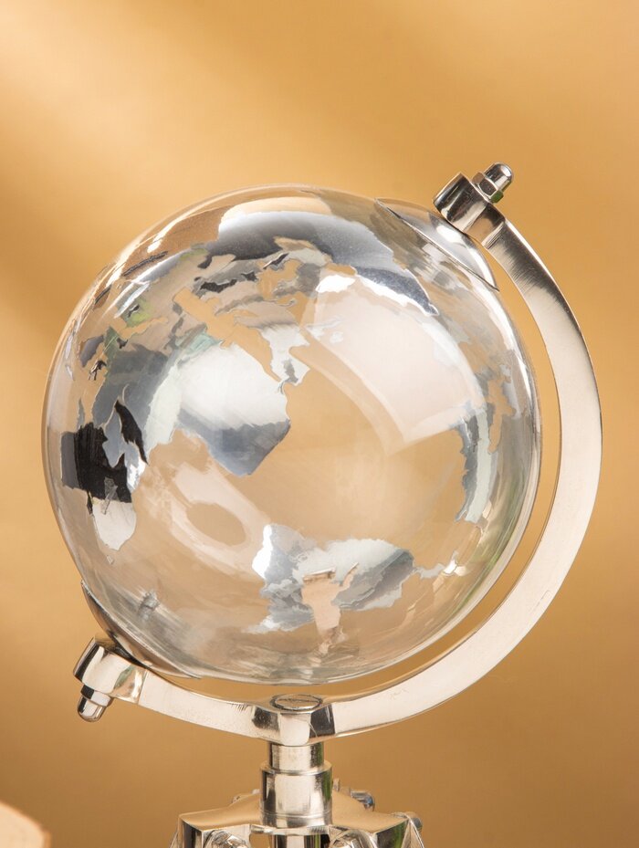 Глобус сувенирный «Силвер», 19.5×21×34 см, стекло, сталь — фото 1