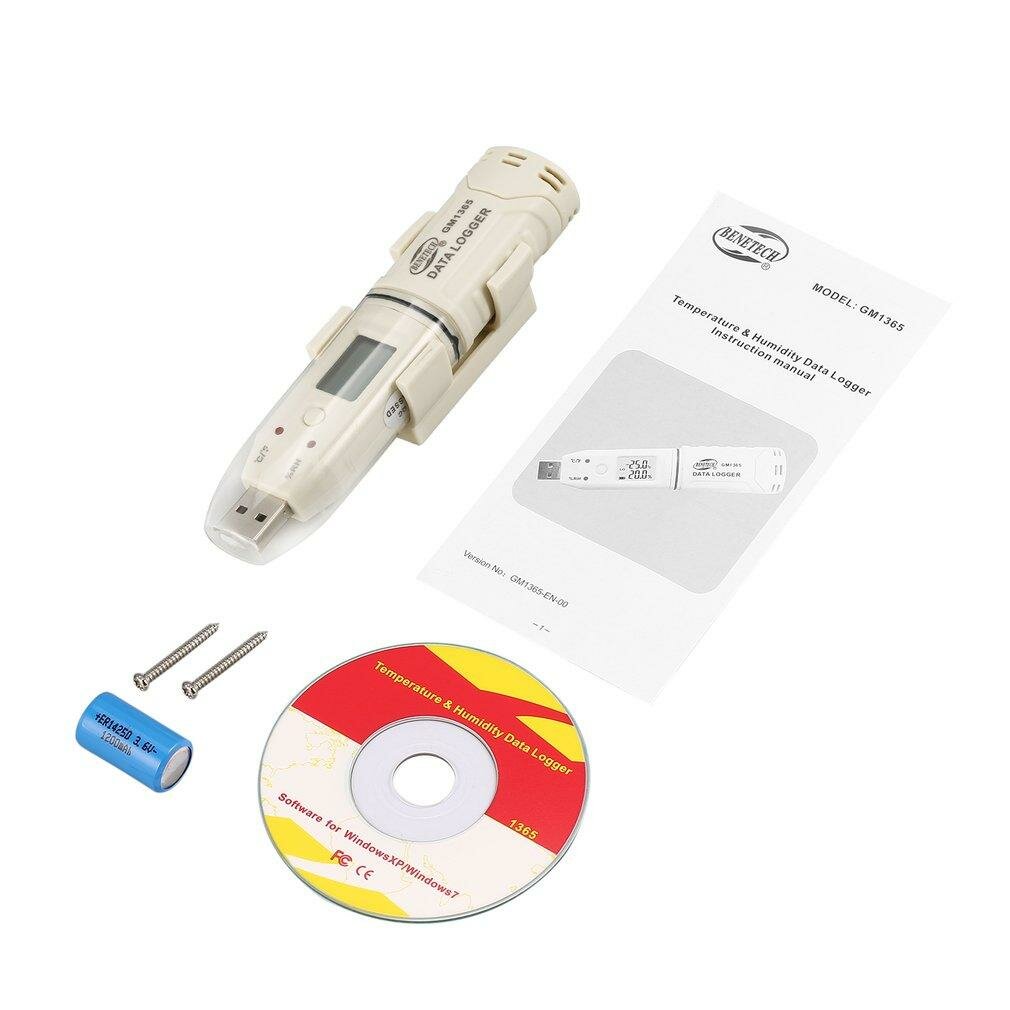 BENETECH GM1365 USB регистратор влажности температуры цифровой автоматический регистратор