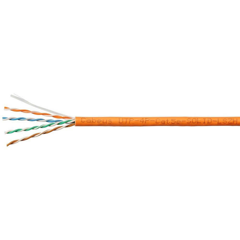 Cabeus Кабель витая пара UTP-4P-Cat.5e-SOLID-LSZH-100 оранжевый LSZH нг А -HF 100 м