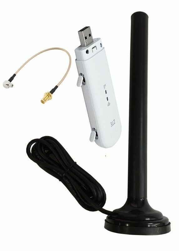 Комплект модем Wi-Fi ZTE MF79U с авто антенной до 10dBi Cat.4 до 150Мбит/сек, кабель 2м