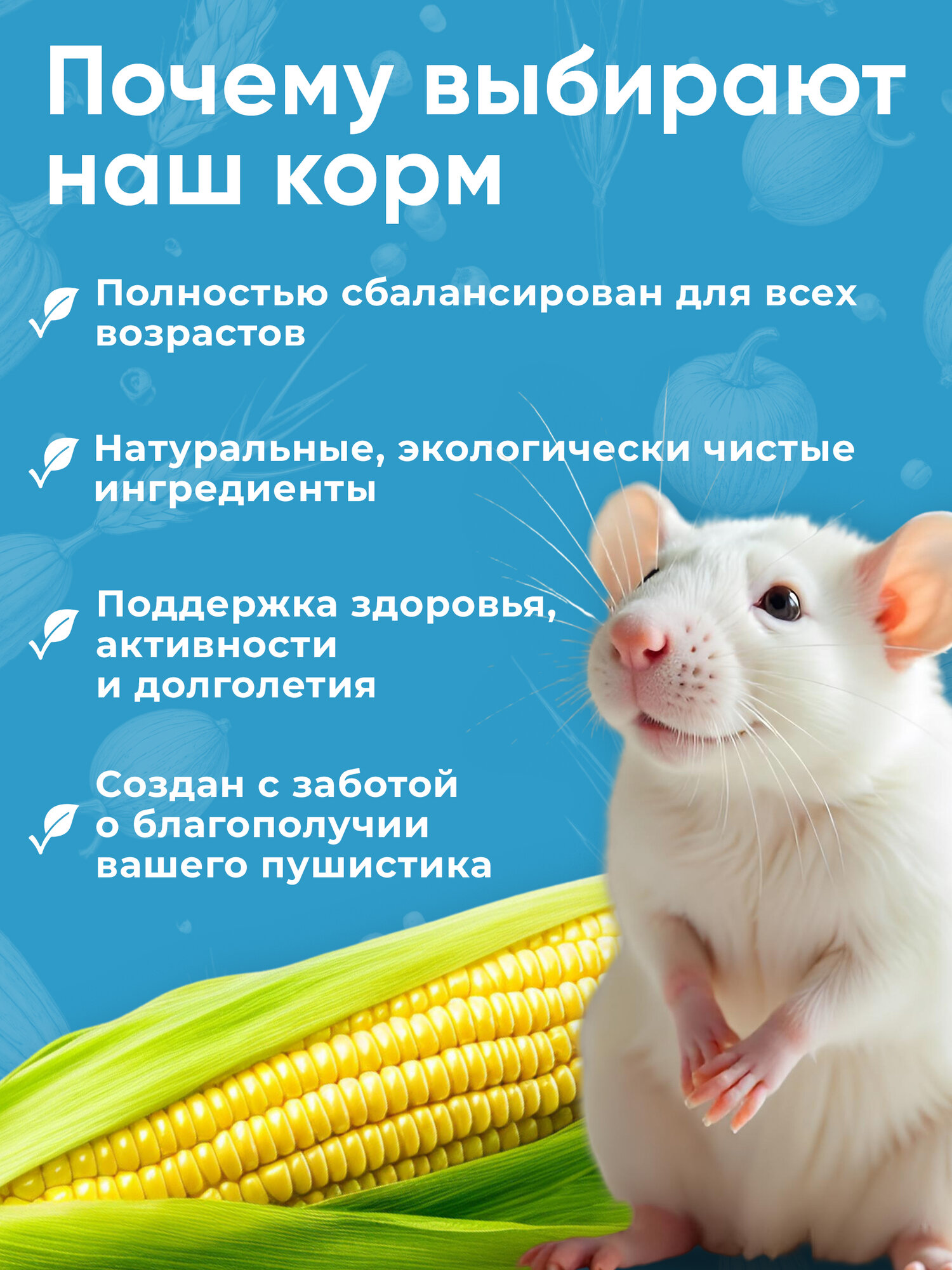 Корм для крыс Exoprima "То что надо!", зерновая смесь, 800 гр — фото 1