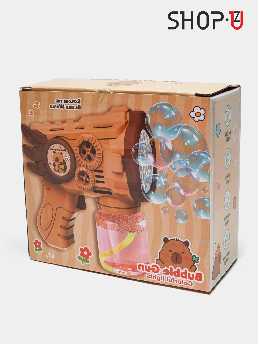 Генератор мыльных пузырей детский на батарейках BUBBLE GUN — фото 1