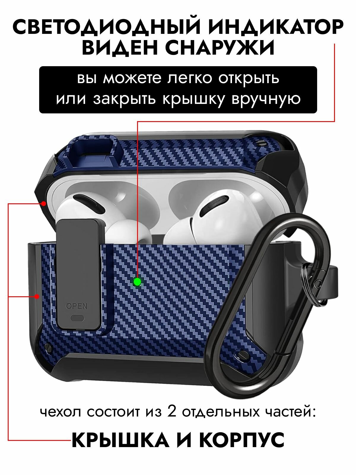 Чехол для наушников противоударный MoD BAS усиленный карбоном — фото 1