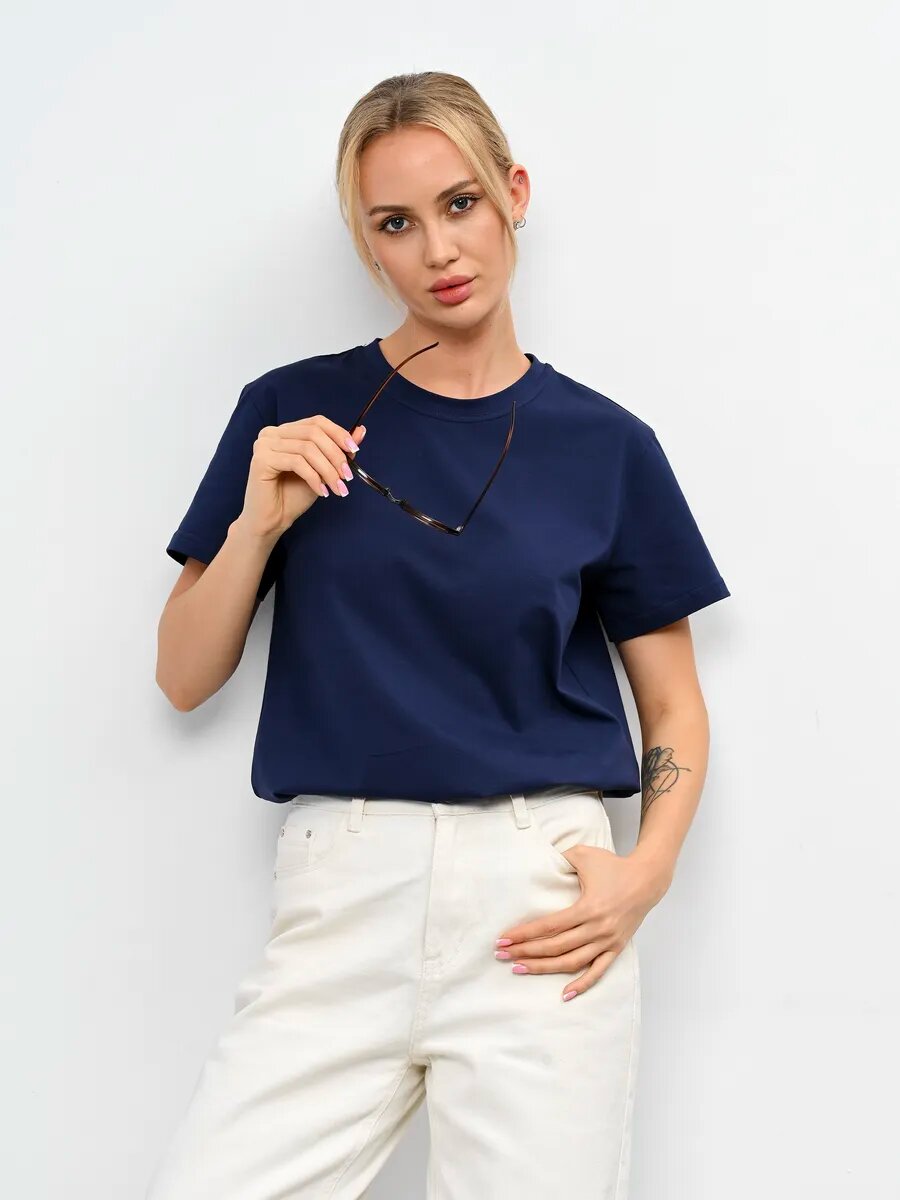 Футболка Телодвижения, размер 170-88-94 (44) S, темно-синий