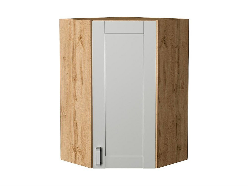 VVT Шкаф верхний угловой Лофт Дуб Вотан, Grey Silk, 920 В*Ш*Г 920*600*600, фасад МДФ Grey Silk, корпус Дуб Вотан Grey Silk