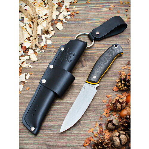 Нож туристический Путник AUS-10 Cryo Сатин Carbon+G10 Черный-Желтый Цельнометаллический (Full-tang) 7 Ножей (Seven Knives)