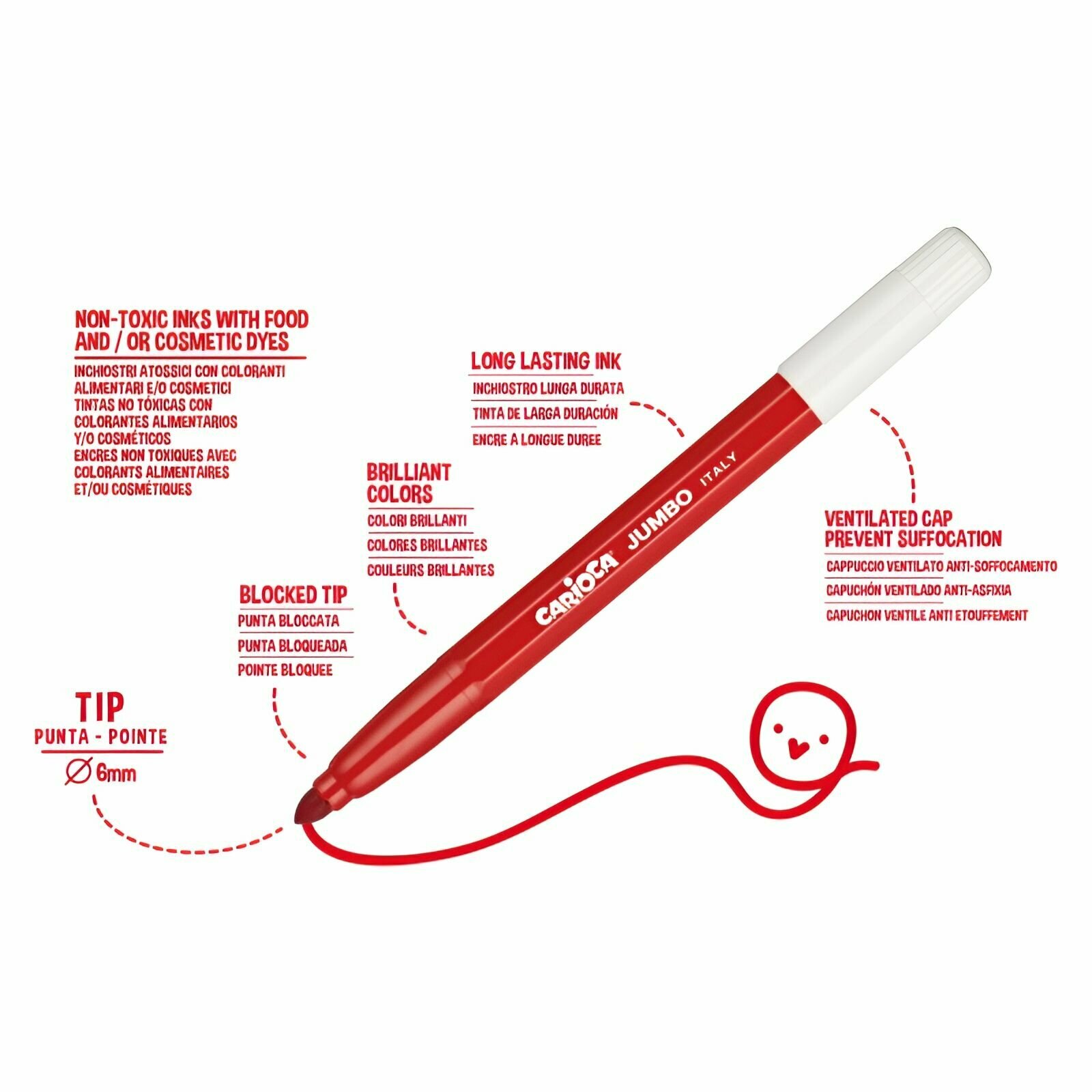 CARIOCA Jumbo набор фломастеров для рисования, 24 цвета, арт. 40570 — фото 1
