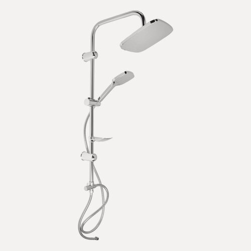 Изображение товара Душевая система ZEIN Z1004, тропическая и ручная лейка, шланги, стойка, мыльница, хром