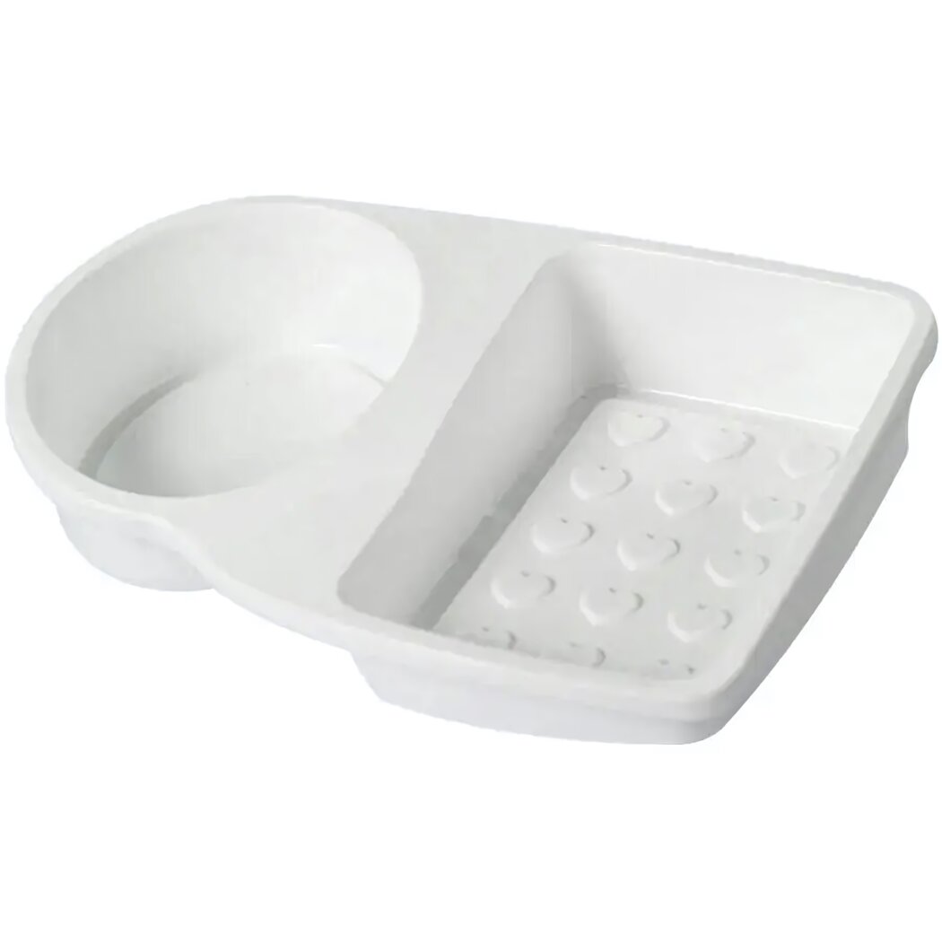 Мыльница пластиковая с двумя отделениями  белая  размер 25х12см