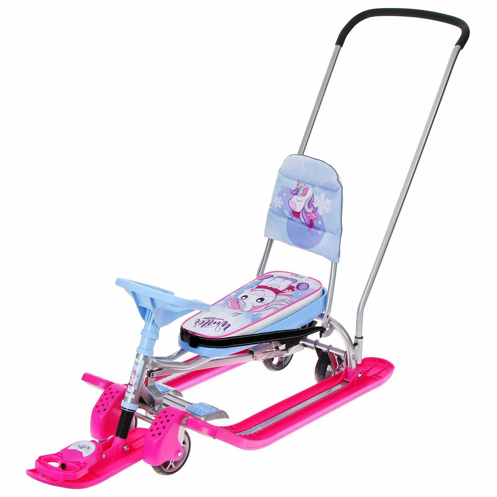 Снегокат Тимка спорт 6 (единорог) выдвижные колеса со спинкой