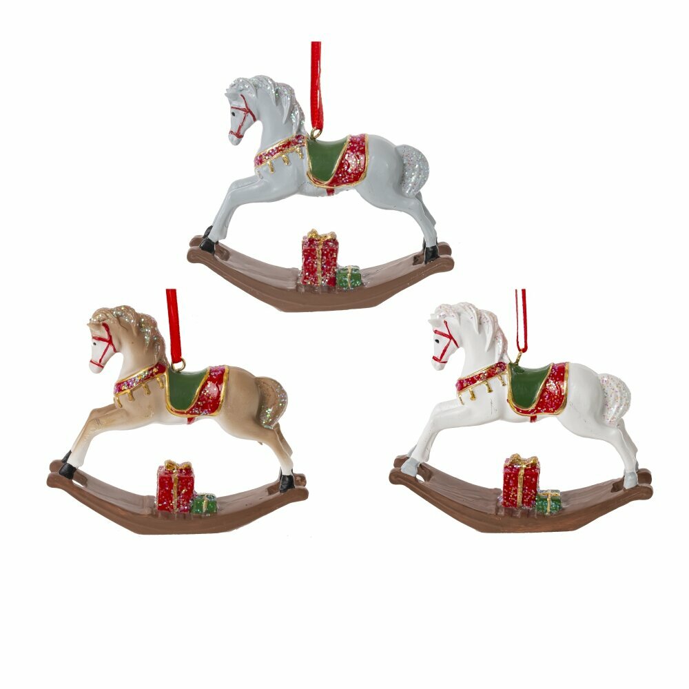 Фигурка декоративная подвесная "Лошадка-качалка", L10 W2,5 H9 см, 3в.