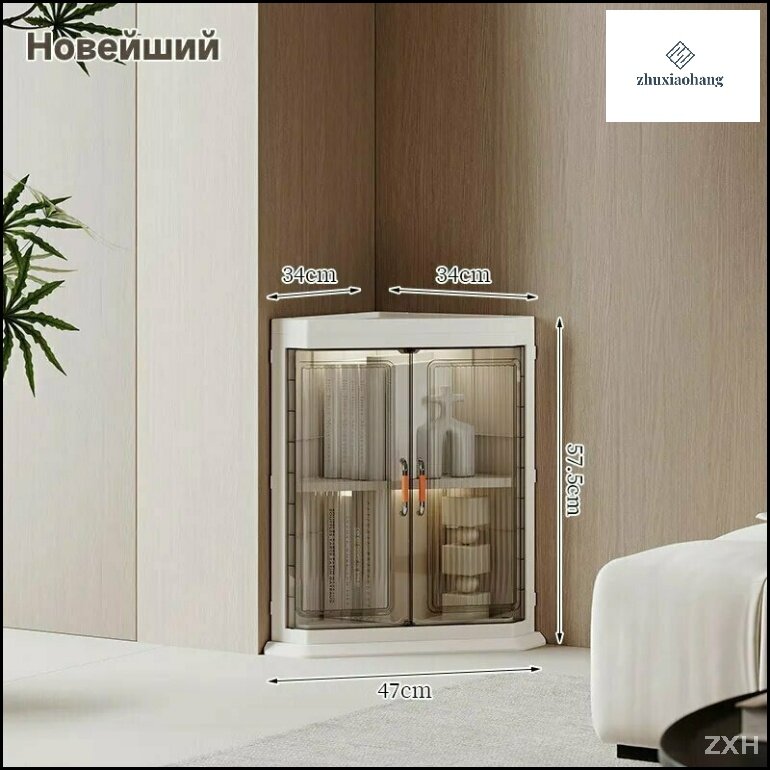 Эксклюзивный кухонный стеллаж из ABSпластика на две полки в белом цвете, габариты 34x34x55 см