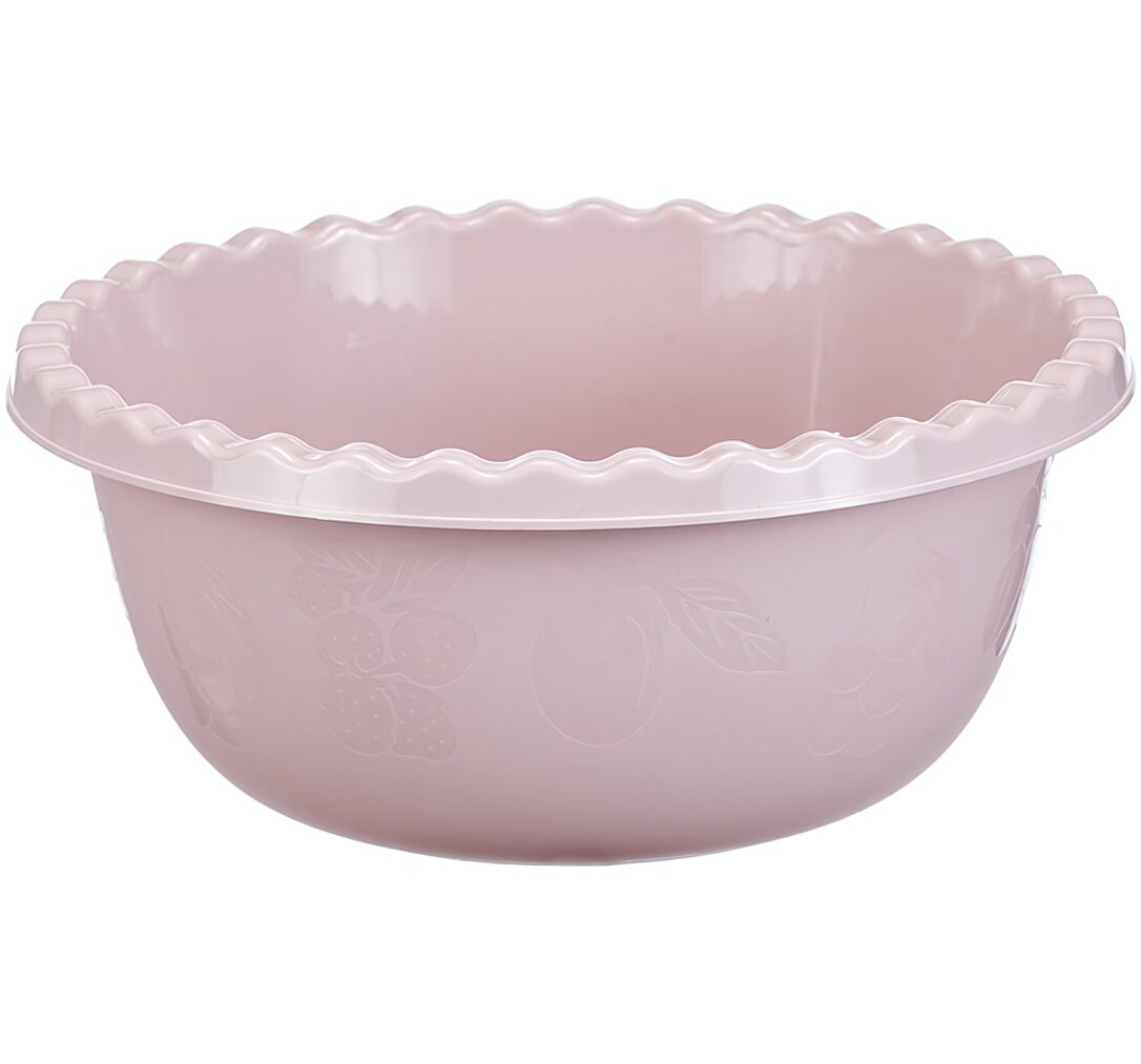Миска пластиковая 8л цвет чайная роза с противоскользящим рисунком