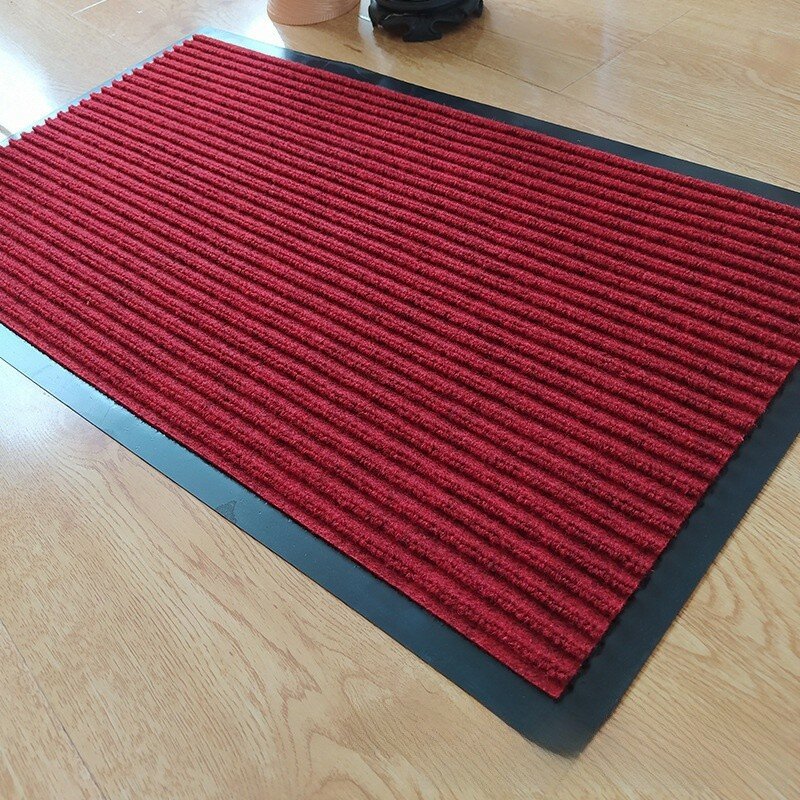Коврик для дома и улицы модерн простой узорный гофрированный с впитывающими волокнами бренда бордовый 50x80 см