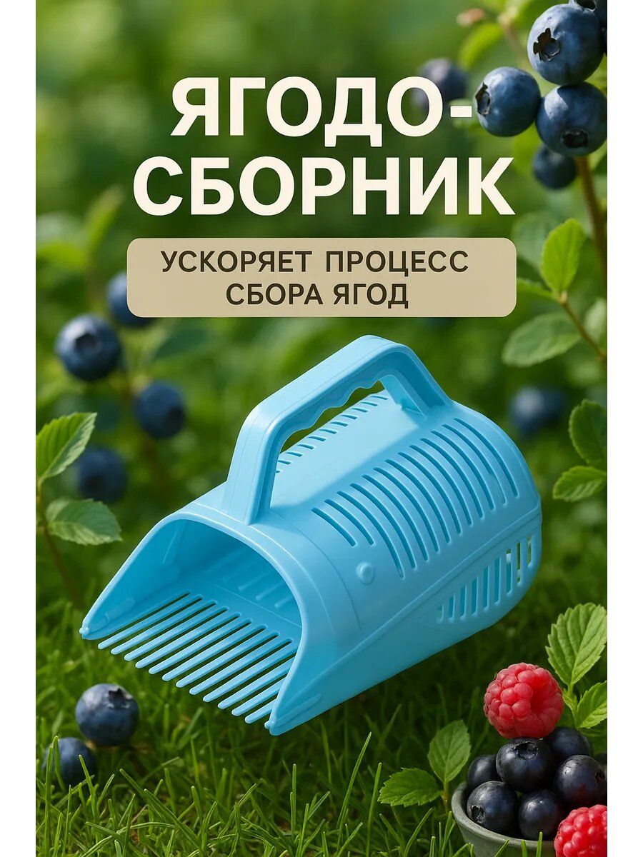 Плодосборник для сбора ягод с ручкой пластик Greengo цвета микс