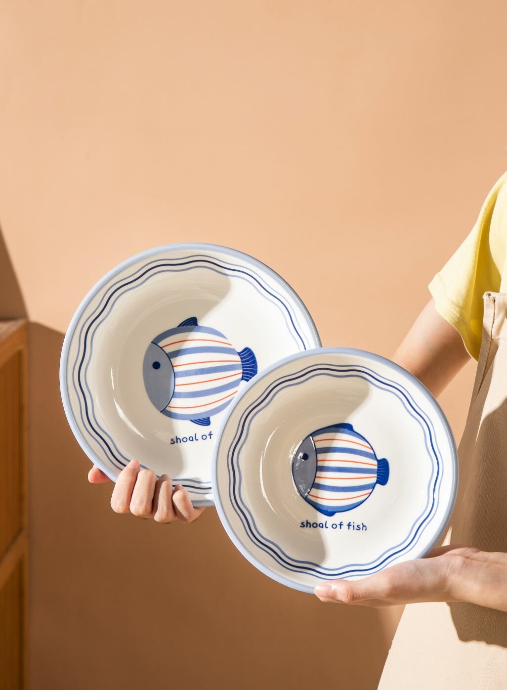 "Синий полосатик" Тарелка глубокая фарфоровая д180мм, h40мм, 450мл, отводка, белый