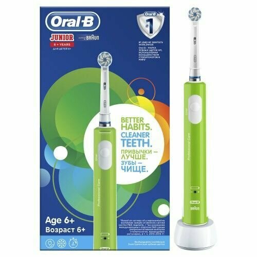Детская электрическая зубная щетка Oral-B Pro 400 Junior зелёный 5999₽